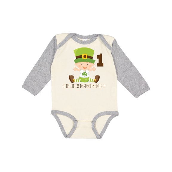Inktastic 1st Birthday Little Leprechaun Boys Long Sleeve Baby Bodysuit