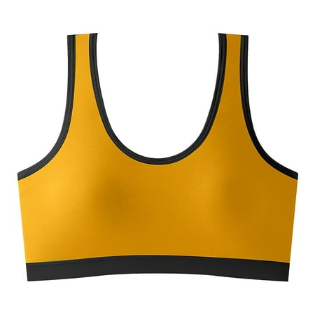 Mrat Sports Bras for Women Plus Size Ladies Tank Tops Bra Traceless Comfortable No Steel Ring Breathable Gathering Bra Woman Underwear Bra Backless Sports Bra S-1 Yellow M