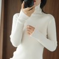 thumbnail image 4 of Mujeres Jumpers Damas Otoño Invierno Sólido Cuello alto Tejido Suéter Manga larga Yuyangstore Suéter de punto mujer, 4 of 5