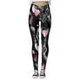thumbnail image 2 of FASHOFT Womens Valentine's Day Leggings Casual Love Heart Graphic Pants High Waist Tummy Control Comfortable Yoga Tights C M, 2 of 6