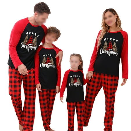 

FOCUSNORM Family Matching Christmas Pajamas Set Women Baby Kids Tree Printed Sleepwear Nightwear