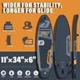 thumbnail image 3 of 11 ft Inflatable Stand Up Paddle Board with Accessories Kit, 34 in Wide Non-Slip SUP Board with Adjustable Paddle, Kayak Seat, Removable Fins and Backpack for Adults and Youth, 3 of 8