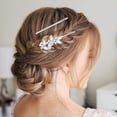thumbnail image 6 of 4pcs Rhinestone Hair Clips Pearl Flower Leaf Wedding Bridal Hairpins Sparkly Crystal Bobby Pins French Hair Barrettes Accessories for Women Brides Bridesmaids Party Decor, 6 of 9