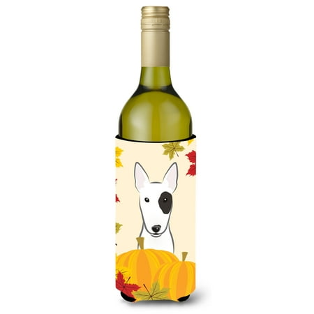 

Carolines Treasures BB2015LITERK Bull Terrier Thanksgiving Wine Bottle beverage Insulator Hugger Wine Bottle