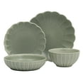 thumbnail image 2 of Gibson Elite Malibu Shore 16 Piece Scallop Stoneware Reactive Glaze (Service for 4) Ceramic Plates and Bowls Dinnerware Set - Green, 2 of 15