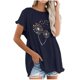 thumbnail image 1 of Blusa superior de lino y algodón con estampado de manga corta y cuello redondo con borlas para mujer Pompotops  hkajfhjk469330, 1 of 5