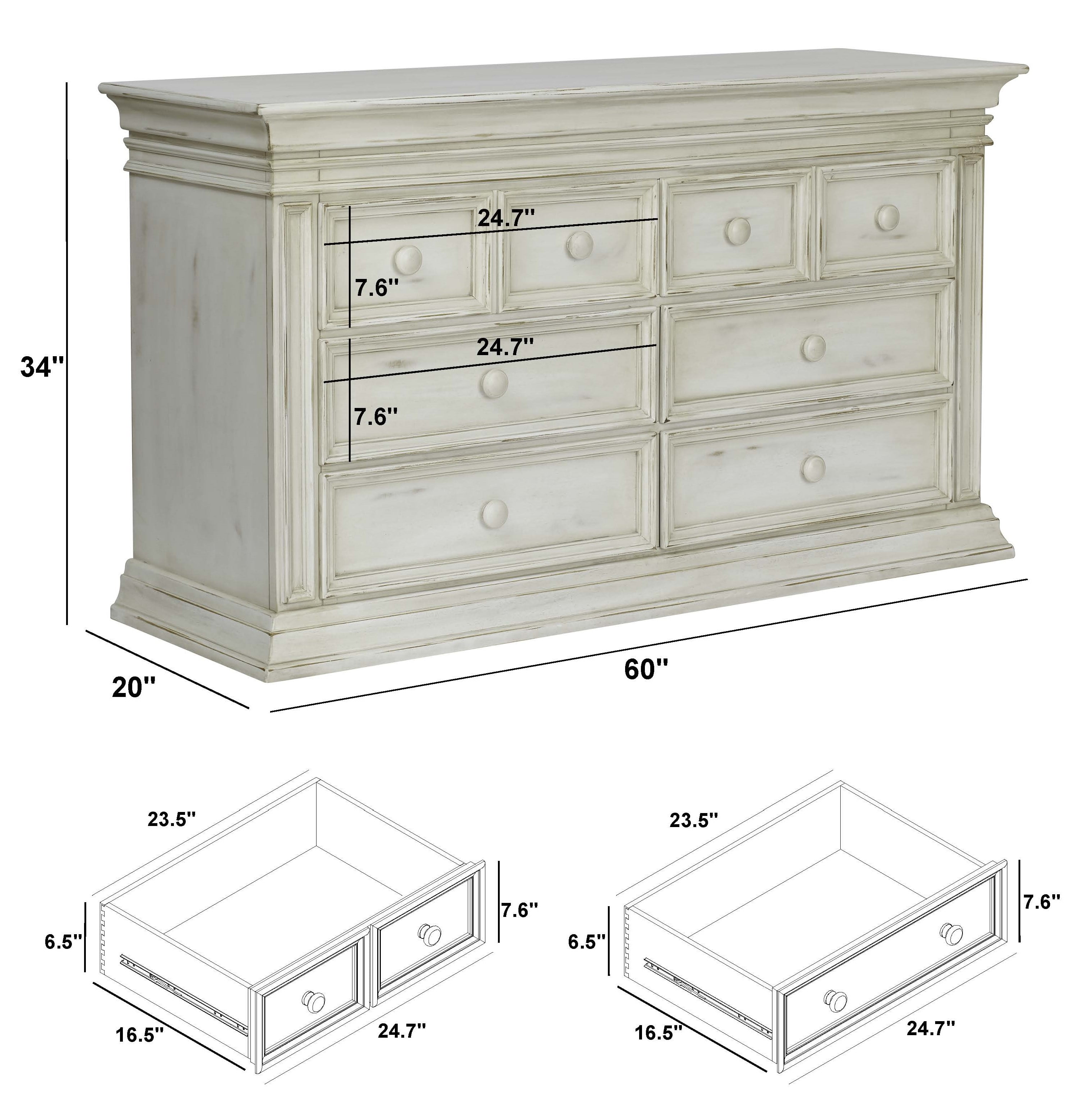 Baby Cache Vienna 6 Drawer Antique White