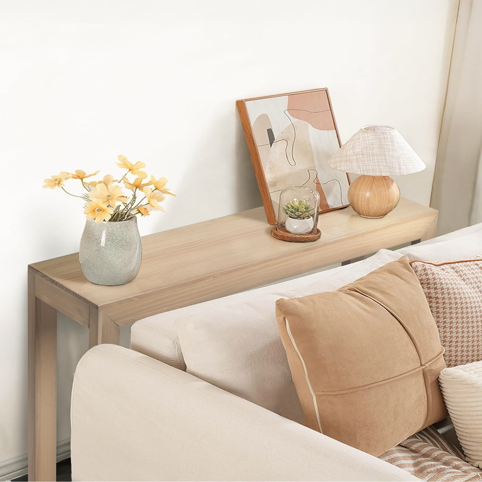 Zimtown Modern Console Table for Entryway, 46" Long Simplistic Sofa Table Narrow Hallway Foyer Table for Living Room, Pearl Wood