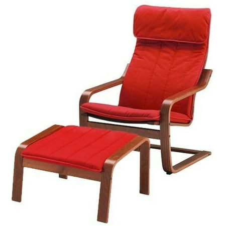 Ikea Poang Chair Armchair and Footstool Set with Covers (Machine