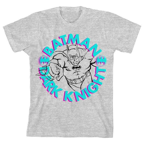 Batman Dark knight Line Art Boy's Heather Grey T-shirt -XS