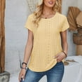 thumbnail image 6 of Plebaso Women's Dressy Blouses Casual Crew Neck Short Sleeve Eyelet Shirts Loose Summer Tunics for Women, 6 of 7