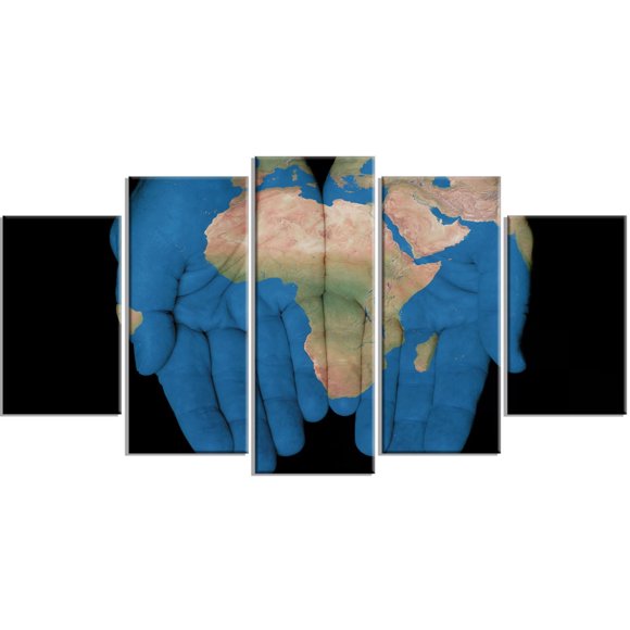 Design Art African Map in Our Hands Canvas Print