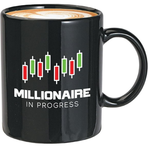 Stock Trader Coffee Mug 11oz Black - Millionaire in Progress - Trading Inspirational Day Trader Stock Market Brokers Market Digital Currency