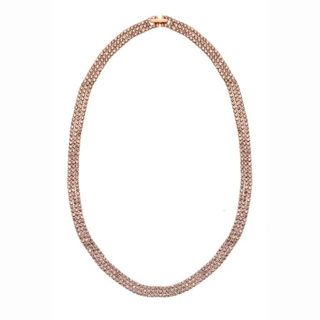 X & O Handset Austrian Crystal 14kt Rose Gold-Plated Three-Row Necklace