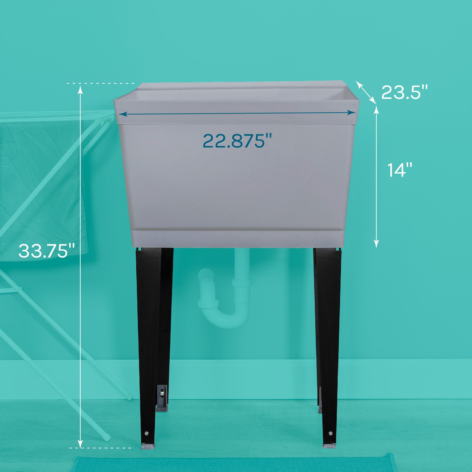 TEHILA Grey Freestanding Floor Mount Utility Sink for Laundry room, Basement and Garage