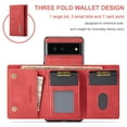 thumbnail image 2 of Compatible with Google Pixel 6A Removable 2 in 1 Wallet Case,Retro Premium PU Leather Cell Phone Back Cover Magnetic Detachable with Trifold Wallet Credit Card Cash Holder Kickstand Case,Red, 2 of 9