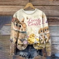 thumbnail image 6 of Women's Casual Rabbit Easter Print Round Neck Long Sleeve Hoodless Sweatshirt Top Beige L, 6 of 7