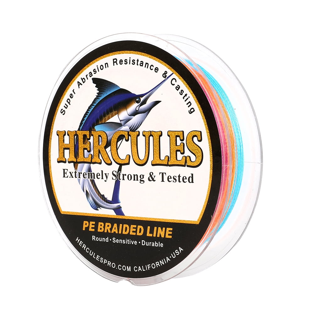 HERCULES Super Strong 1000M 1094 Yards Braided Fishing Line 8 LB Test for Saltwater Freshwater PE Braid Fish Lines 4 Strands - Multicolor, 8LB (3.6KG), 0.10MM