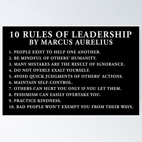 Marcus Aurelius - 10 Rules Of Leadership Poster- Unframed Poster | Wall Art | Perfect For Home Decor & Gifts, 8x12