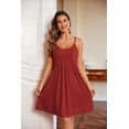 thumbnail image 4 of Ekouaer 2 Pack Nightgowns for Women Sleeveless Sleepwear Racerback Tank Sleepshirt Pleated Chemise Nighty Leopard, 4 of 6