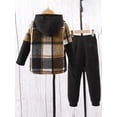 thumbnail image 3 of Bagilaanoe 2PCS Little Boy Pants Set Toddler Plaid Long Sleeve Hoodies Sweatshirt Tops + Sweatpants 3T 4T 5T 6T 7T Kids Casual Sweatsuits, 3 of 9