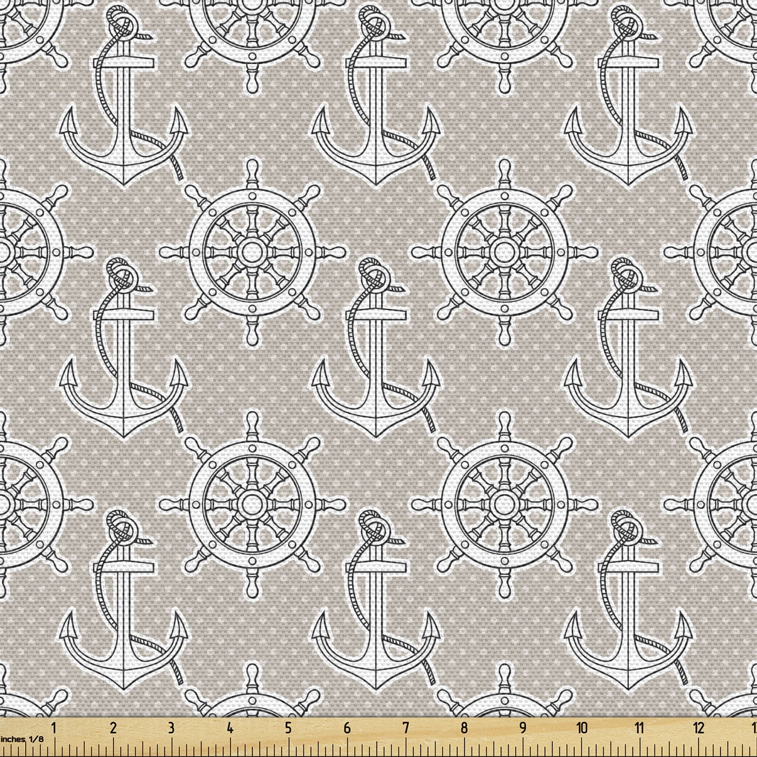 Nautical Fabric by the Yard Upholstery, Anchors and Ship Wheels on