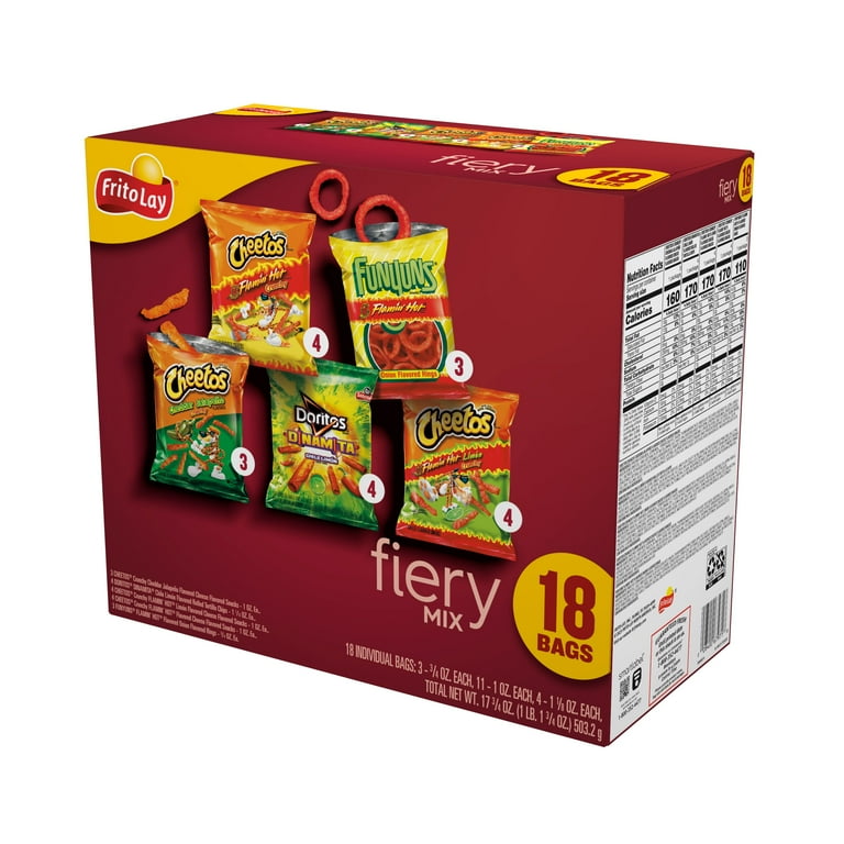 Frito-Lay Fiery Mix Snack Chips, Multipack of 18: Individually