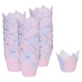 thumbnail image 1 of Unique Bargains 150Pcs Tulip Cupcake Liners Standard Paper Baking Cups Greaseproof Wrapper Disposable Fancy Pink Purple, 1 of 6