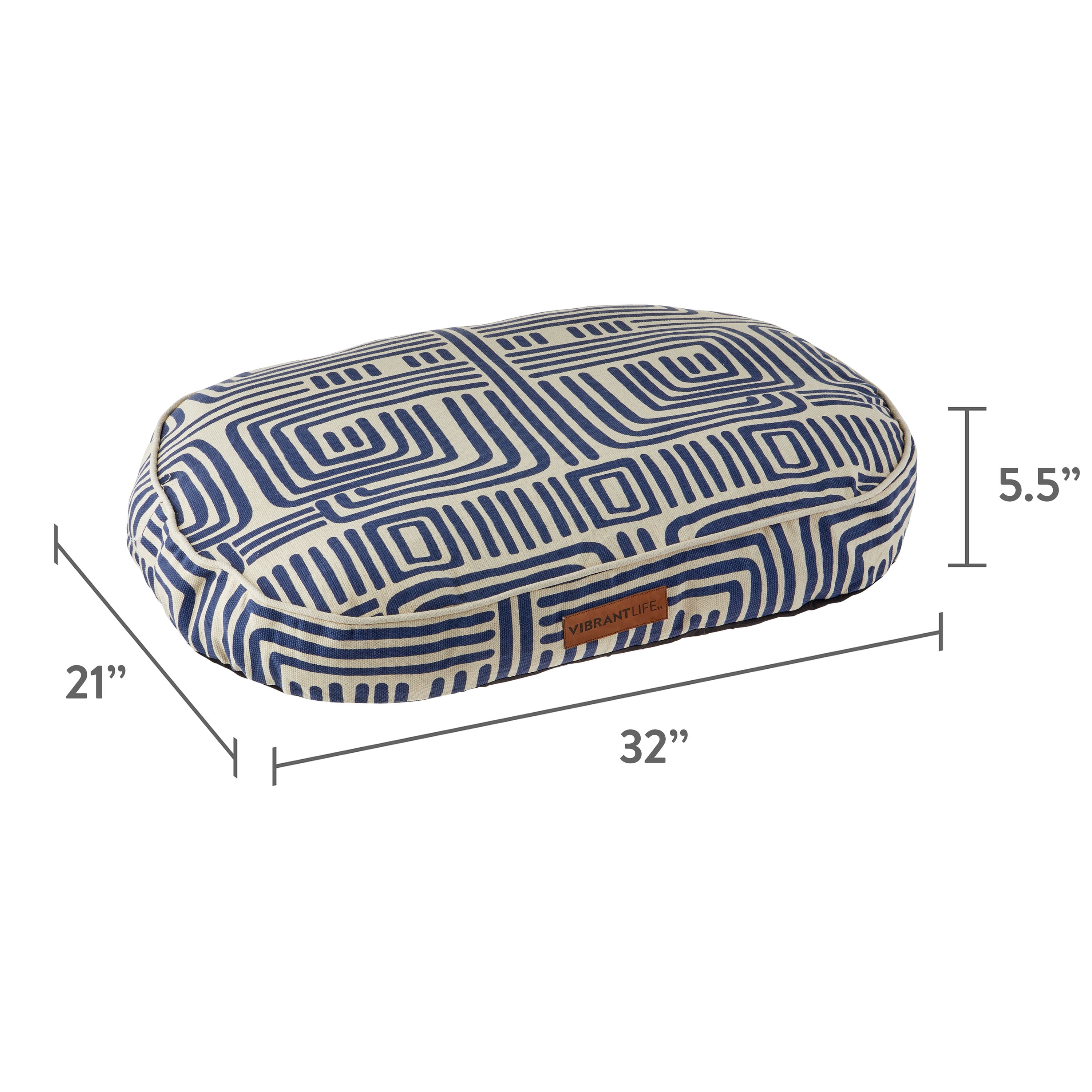 (2 pack) Vibrant Life Oval Durry Pet Bed, Blue & White
