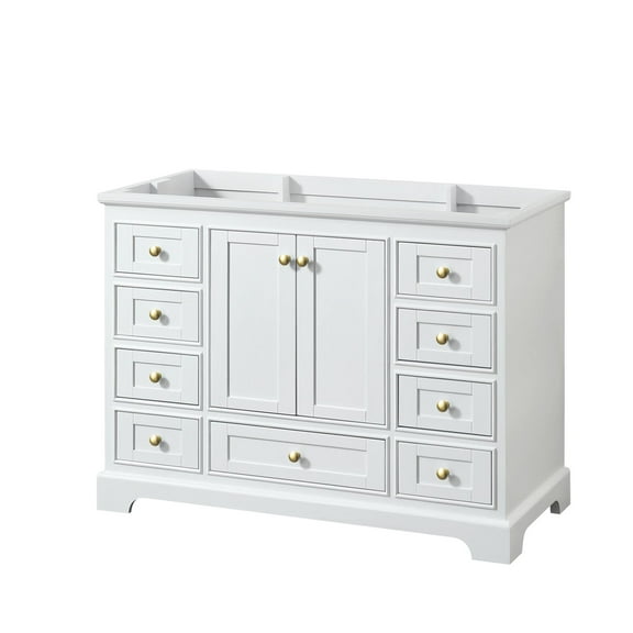 Wyndham Collection Deborah 48" Wood Single Bathroom Vanity in Brushed Gold/White