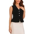 thumbnail image 4 of INSPIRE CHIC Women's Waistcoat Velvet Sleeveless Button Down Lapel V Neck Suit Vests, 4 of 6