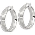 thumbnail image 2 of Sterling Silver Luxurious, Vibrant, Captivating 32.3 Mm 30.1 Polished And Grooved 32X7.5Mm Round Hollow Hoop Earrings, 2 of 3