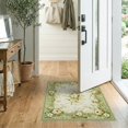 thumbnail image 2 of ODIKA 2'x3' Sage Green Botanical Vintage Beige Washable Doormat Centered Bouquet Emblem Leafy Frame Faded Pastel Garden Non-Slip, Low Pile for Entryway, Kitchen, Laundry Room, 2 of 7