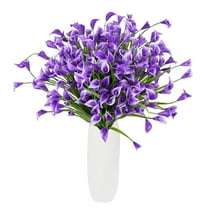 Coolmade 10pcs Purple Red Flowers Artificial Calla Lily Silk Flowers 14" for Home Kitchen & Wedding