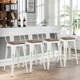 thumbnail image 5 of Andeworld Bar Stools Set of 4 Counter Height Stools Industrial Metal Barstools with Wooden Seats( 30 Inch, Distressed White ), 5 of 9