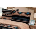thumbnail image 2 of Linen Mart Southwest Aztec Sherpa Borrego Fleece Blanket - 3 Piece Set (Tan, King), 2 of 4