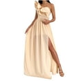 thumbnail image 2 of Dresses for Women 2024 Casual Women's Summer wedding guest Solid Slimming One Shoulder Ruffles Split Dresses Vestidos De Verano Para Mujer, 2 of 8