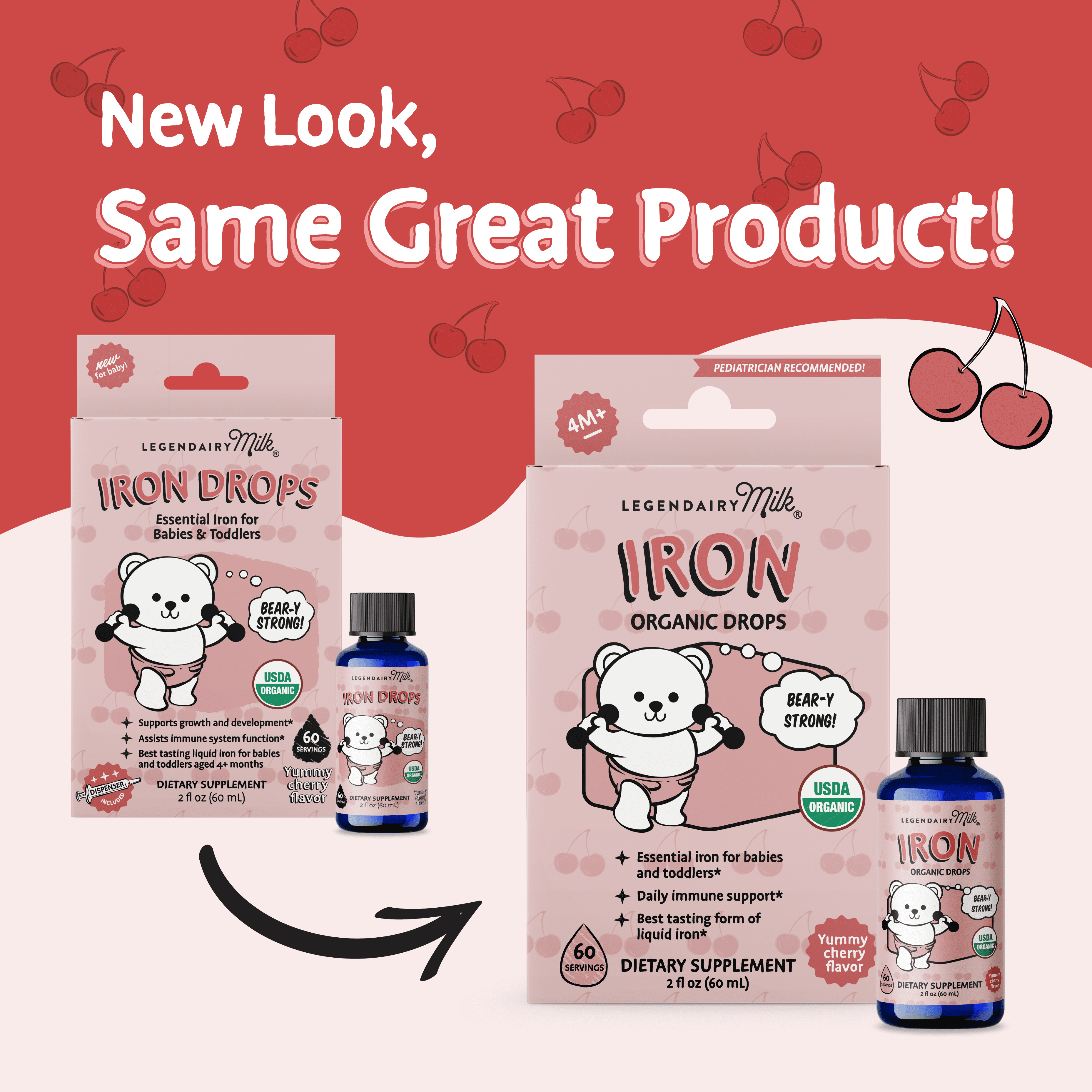 Legendairy Milk Organic Infant Iron Drops, Liquid Iron Supplement for Babies and Toddlers, 2 fl oz
