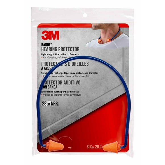 Protecteur auditif avec bandeau 3M(MC), 90537-T-C, 28 dB NRR, Bleu / orange