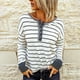 thumbnail image 1 of Tops de manga larga para mujer, camiseta con cuello redondo, blusa con estampado de rayas, blusa tipo jersey para mujer, confiable y duradera, 1 of 6