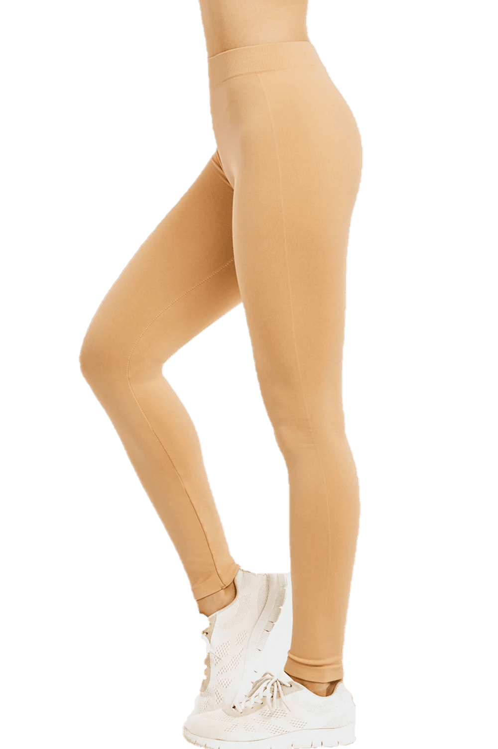 Women's Polyester Full Length Color Leggings, Plus Size, Beige, 1 Count