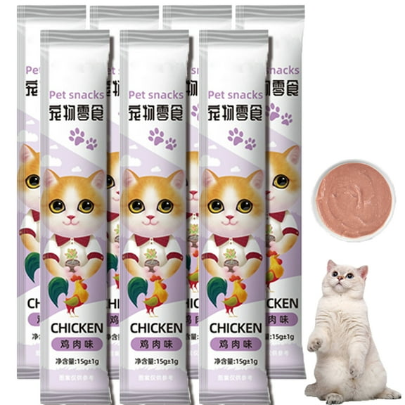 Cat Treats, Lickable, Squeezable Creamy Puree Cat Treat, 0.5 Ounces Each Tube, Chicken Flavor, 27 Tubes.