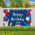 thumbnail image 6 of Happy Birthday Banner with Balloons Cakes and Stars Background Party Decoration for Birthday Party Photography Props and Event Backdrop, 6 of 7