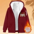 thumbnail image 2 of QIUOMBBP Womens Christmas Hoodies Casual Long Sleeve Zip Up Sweatshirts with Pocket Sherpa Fleece Winter Coats, Red, XXL, 2 of 6