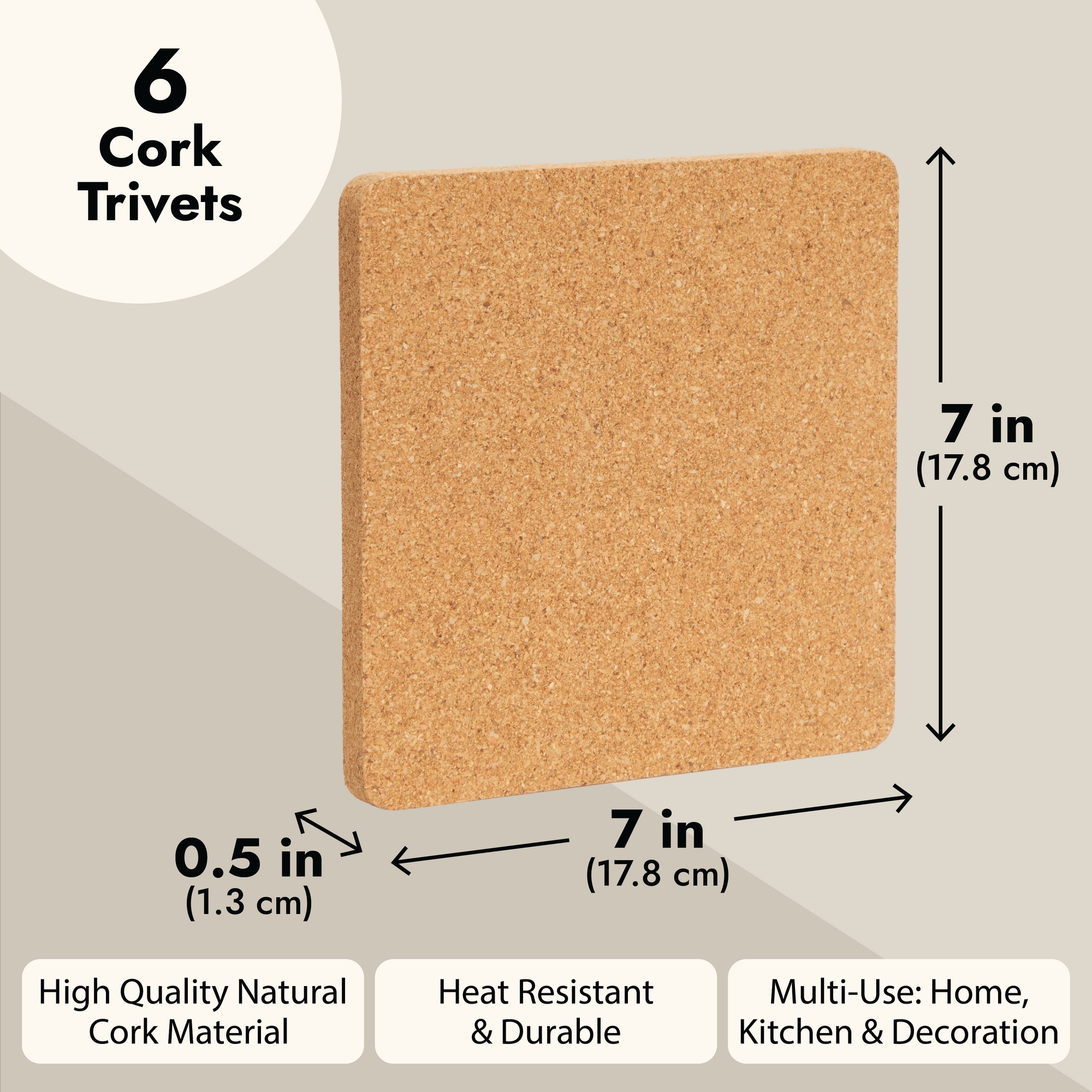 1/8 x 6 Cork Squares - buy cork pads, trivets