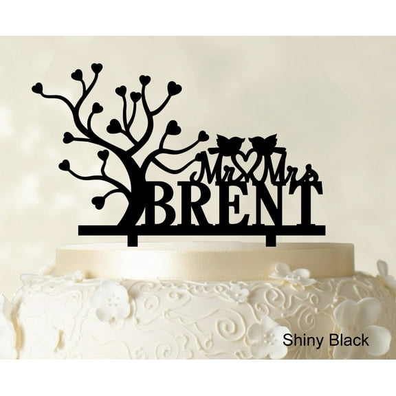 "Mr & Mrs Wedding Cake Topper Custom Name Cake Topper Color Option Available 6""-8"" Inches Wide"