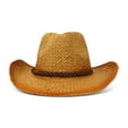 thumbnail image 3 of Panama Jack Drifter Cowboy Hat - Lightweight, Western Toyo Straw, Woven Hat Band, 3 1/4" Big Brim (Small/Medium), 3 of 5