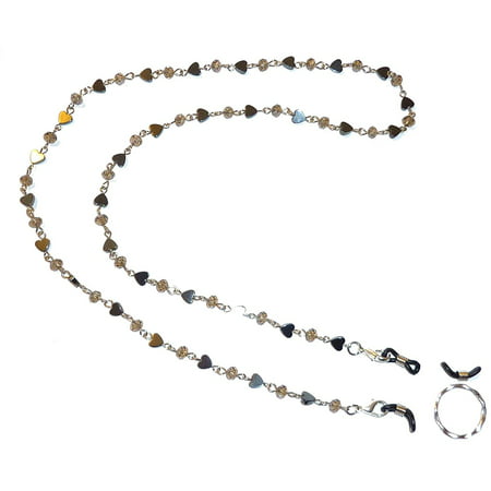 Hidden Hollow Beads Hematite Chain Eyeglass holder, comes with a ring and extra rubber loops.