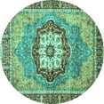 thumbnail image 1 of Ahgly Company Indoor Round Abstract Turquoise Blue Modern Area Rugs, 7' Round, 1 of 4