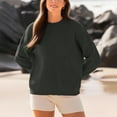 thumbnail image 3 of Women's Ribbed Knit Sweater Oversized Crewneck Long Sleeve Casual Pullover (Dark Green, M), 3 of 4